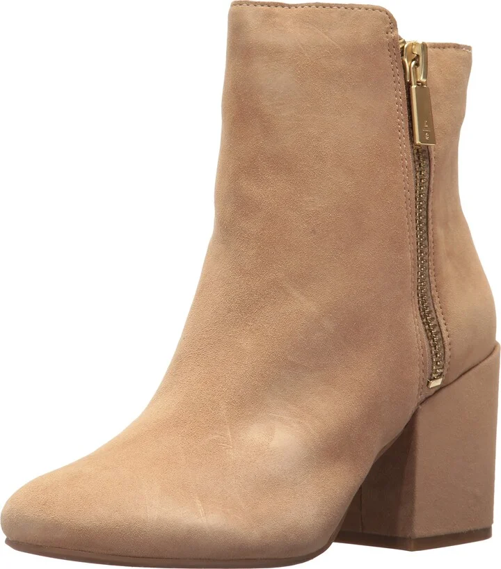 Kenneth Cole Women's Rima Bootie with Double Zip Block Heel Suede Boot