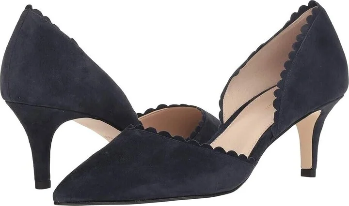 Kenny Pump Women's 11 Black Suede Pointed Toe Kitten Heel FZP434 (Black,11)