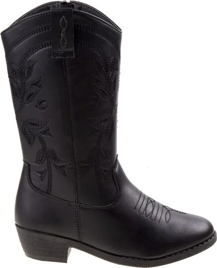 Kensie Girl Zip-up Heel Cowgirl Boots - Black, - Image 11