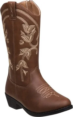 Kensie Girl Zip-up Heel Cowgirl Boots - Black,
