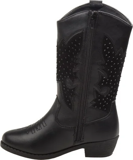 Kensie Girl Zip-up Heel Cowgirl Boots - Black Rhinestone, - Image 2