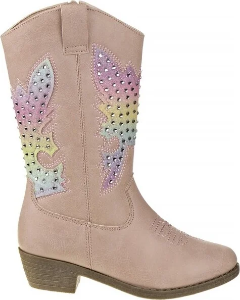 Kensie Girl Zip-up Heel Cowgirl Boots - Black Rhinestone, - Image 8
