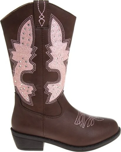 Kensie Girl Zip-up Low Heel Faux Leather Cowgirl Boots - WHITE, Size: - Image 3