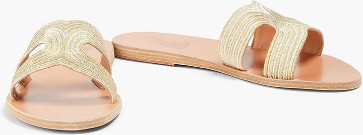 Kentima metallic embroidered leather sandals - Image 2