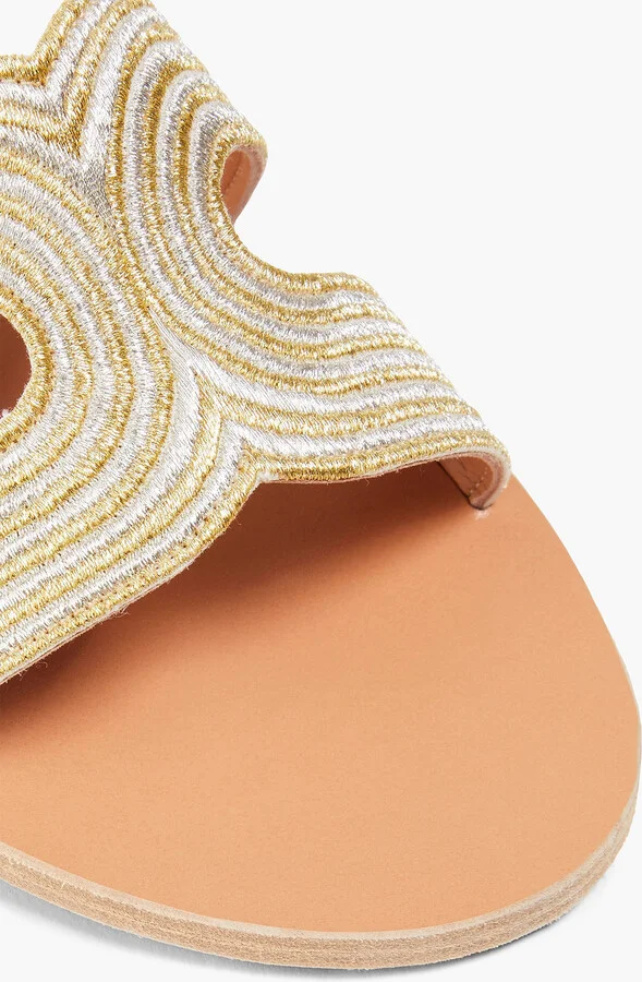 Kentima metallic embroidered leather sandals - Image 4