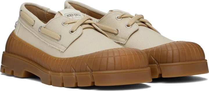 Kenzo Beige Kenzo Paris 'KENZO-Gobi' Boat Shoes - Image 4