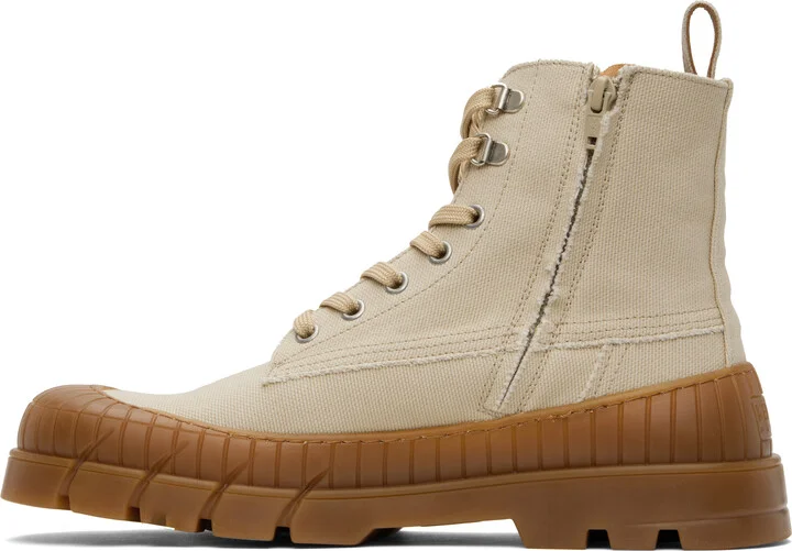 Kenzo Beige Kenzo Paris 'KENZO-Gobi' Lace-Up Boots - Image 3