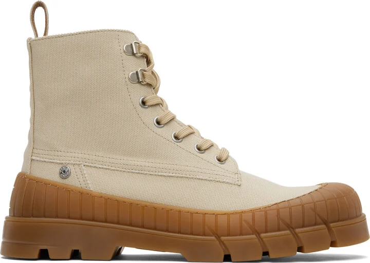 Kenzo Beige Kenzo Paris 'KENZO-Gobi' Lace-Up Boots