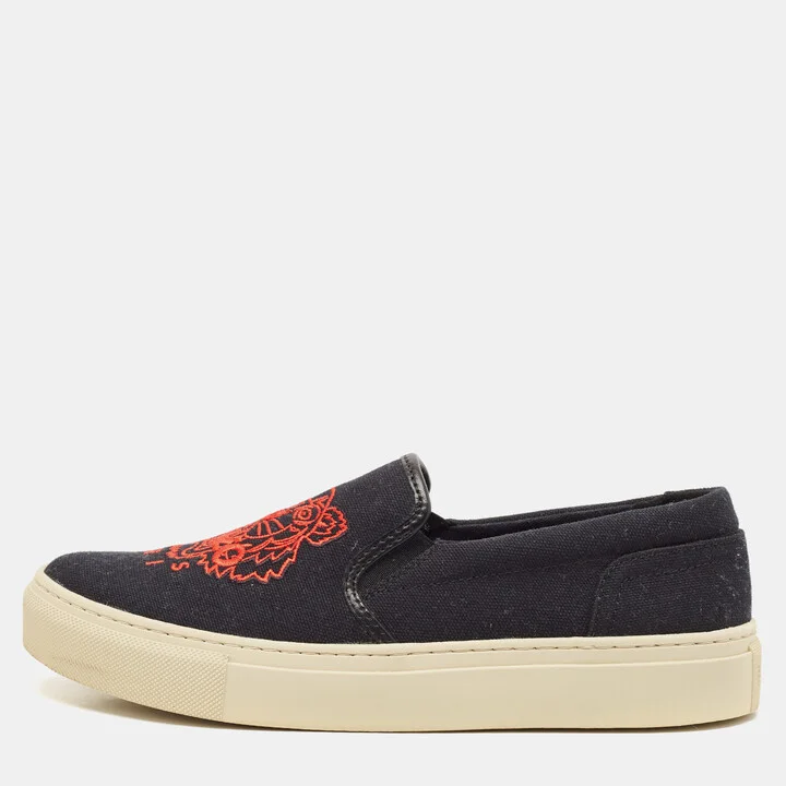Kenzo Black Canvas Slip On Sneakers Size 37