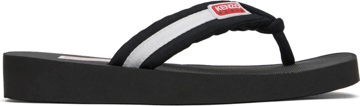Kenzo Black Setta Flip Flops