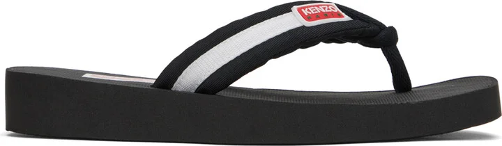 Kenzo Black Setta Flip Flops