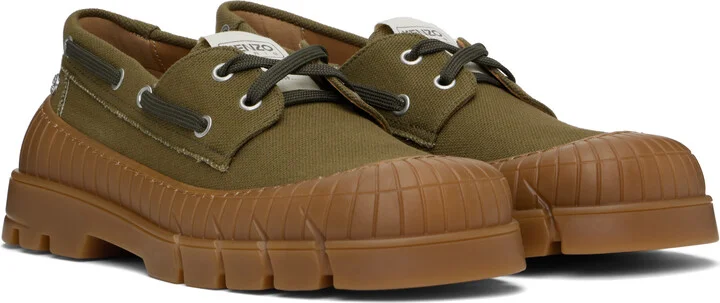 Kenzo Khaki Kenzo Paris 'KENZO-Gobi' Boat Shoes - Image 4