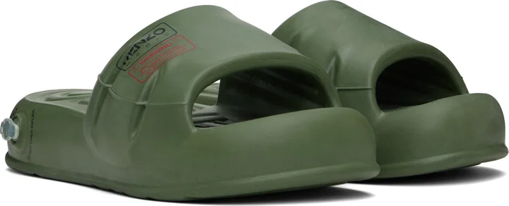 Kenzo Khaki Kenzo Paris 'KENZO-Splash' Pool Slides - Image 4