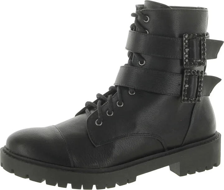 Kerina Womens Faux Leather Ankle Boots