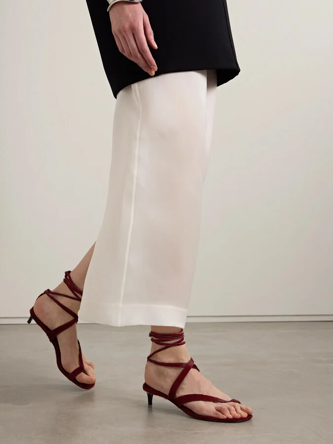 KHAITE - Aimee Calf Hair Sandals - Burgundy - Image 2