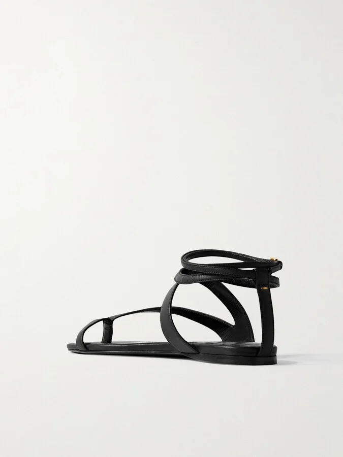 KHAITE - Aimee Leather Sandals - Black - Image 3