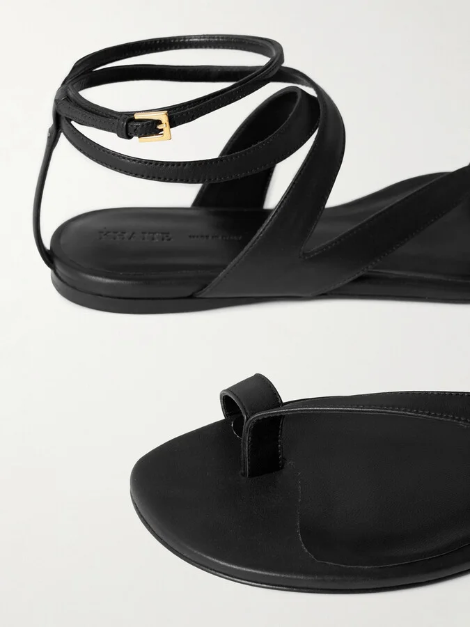 KHAITE - Aimee Leather Sandals - Black - Image 4