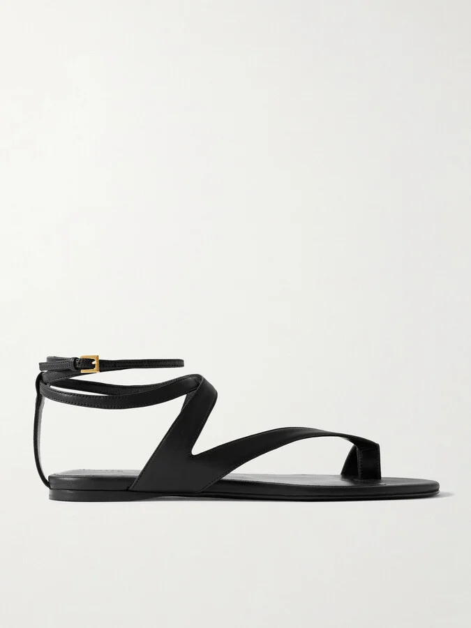 KHAITE - Aimee Leather Sandals - Black