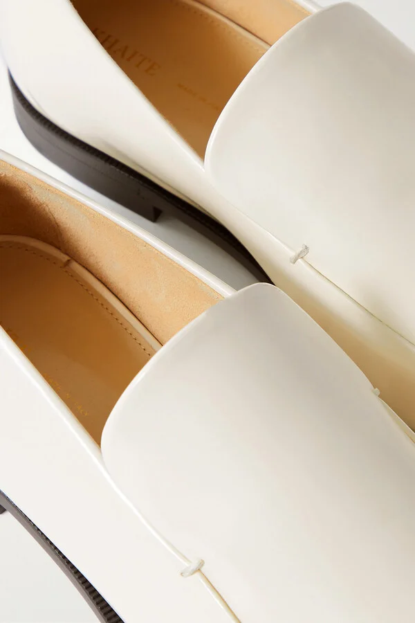KHAITE - Alessio Glossed-leather Loafers - Off-white - Image 4
