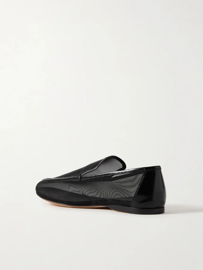 KHAITE - Alessio Leather-trimmed Mesh Loafers - Black - Image 3