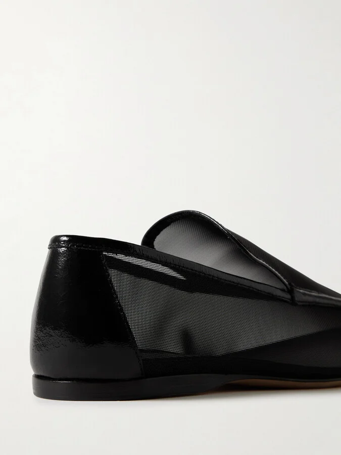 KHAITE - Alessio Leather-trimmed Mesh Loafers - Black - Image 4