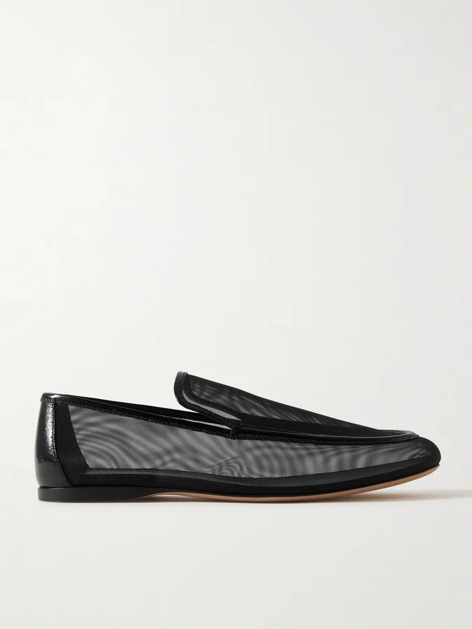 KHAITE - Alessio Leather-trimmed Mesh Loafers - Black