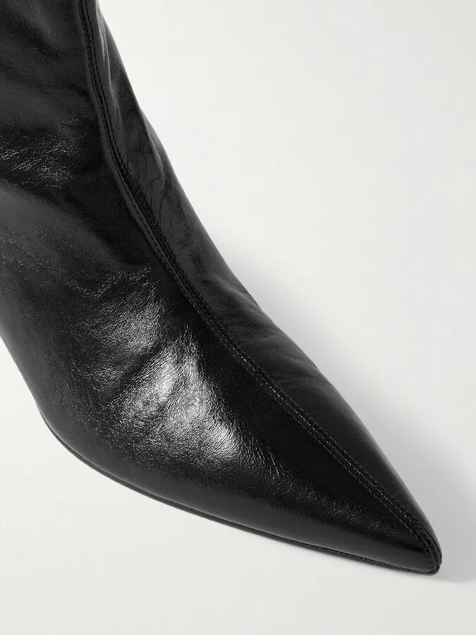 KHAITE - Andee Crinkled-leather Ankle Boots - Black - Image 4