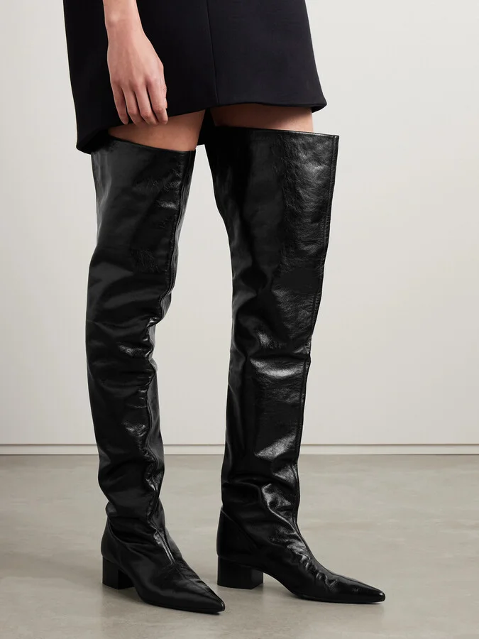 KHAITE - Andee Crinkled-leather Over-the-knee Boots - Black - Image 2