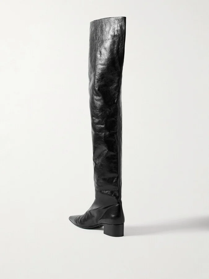 KHAITE - Andee Crinkled-leather Over-the-knee Boots - Black - Image 3