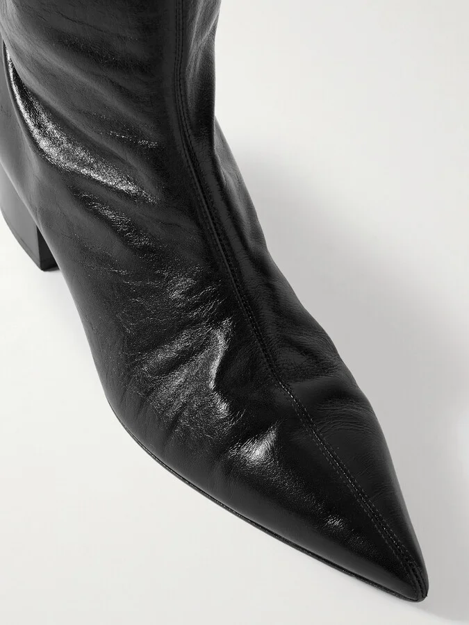KHAITE - Andee Crinkled-leather Over-the-knee Boots - Black - Image 4