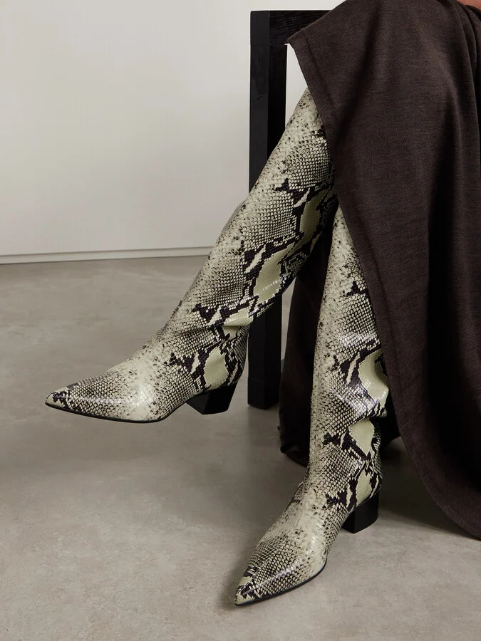 KHAITE - Andee Snake-effect Leather Knee Boots - Animal print - Image 2