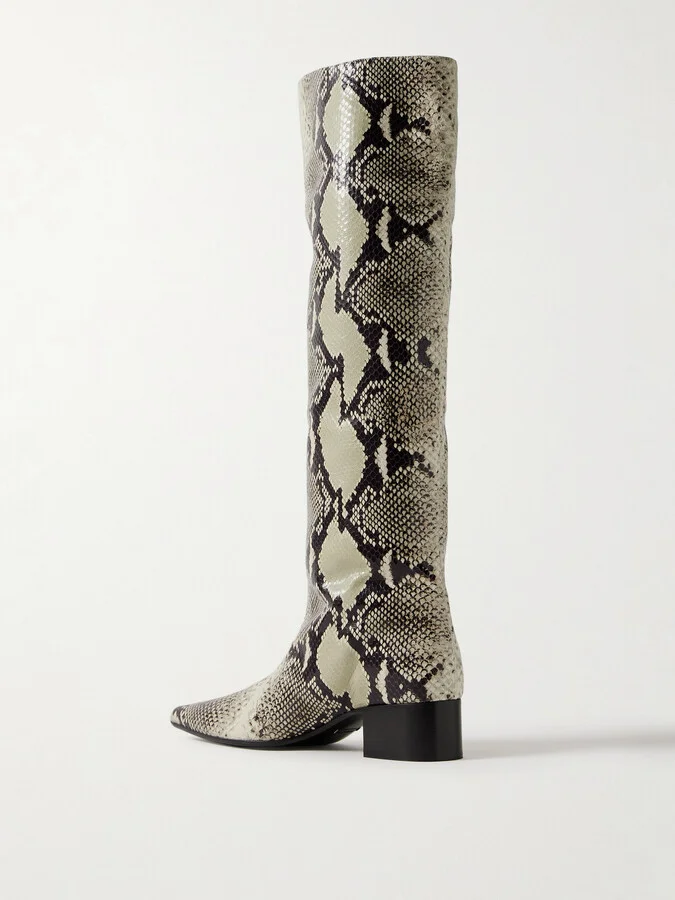 KHAITE - Andee Snake-effect Leather Knee Boots - Animal print - Image 3