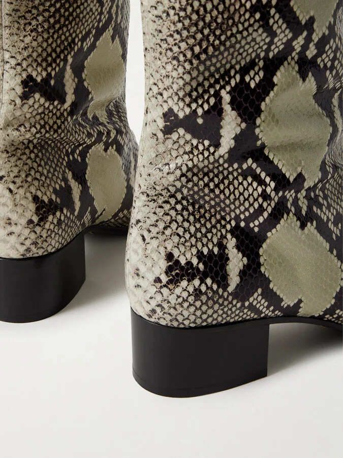 KHAITE - Andee Snake-effect Leather Knee Boots - Animal print - Image 4