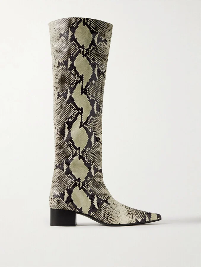 KHAITE - Andee Snake-effect Leather Knee Boots - Animal print