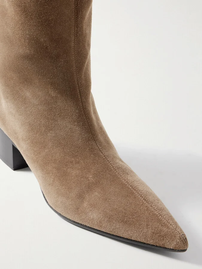 KHAITE - Andee Suede Knee Boots - Brown - Image 4