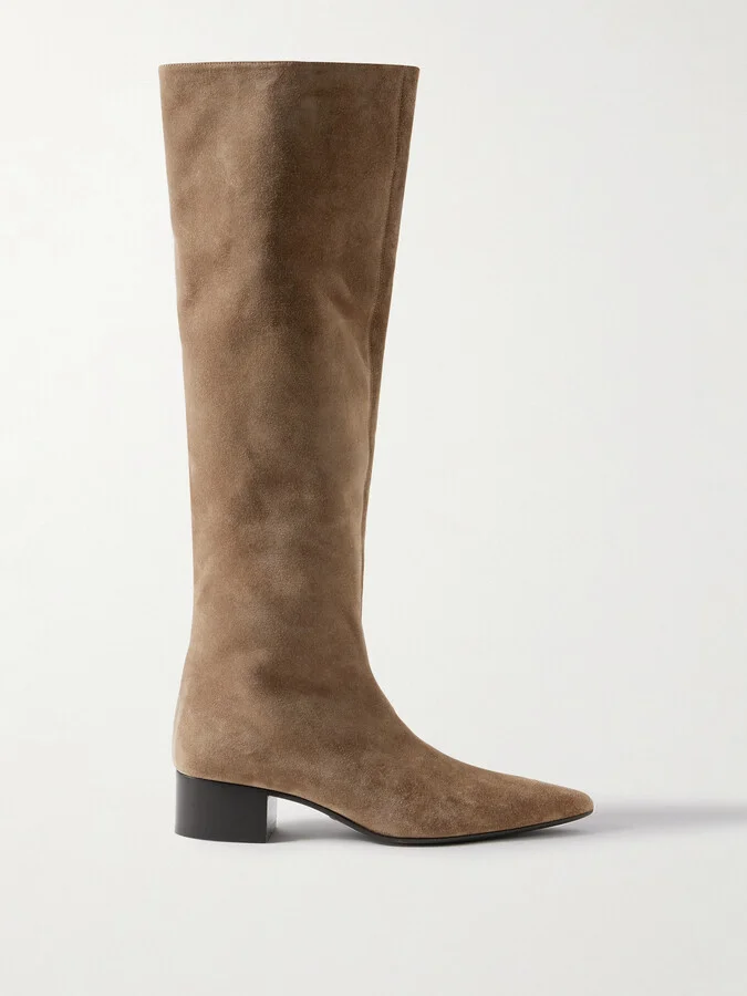 KHAITE - Andee Suede Knee Boots - Brown