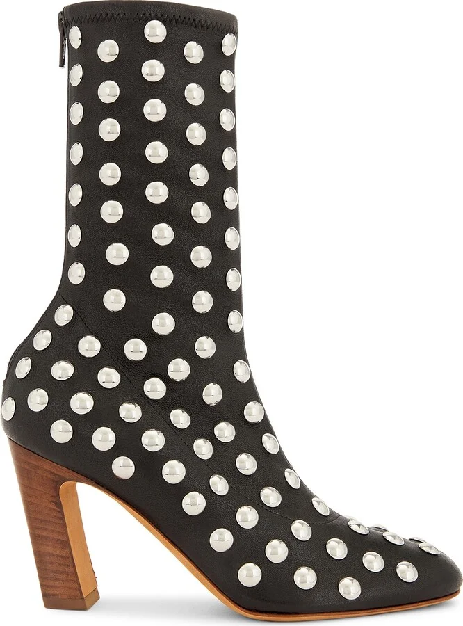 KHAITE Apollo 85 Mid Heel Boot in Black