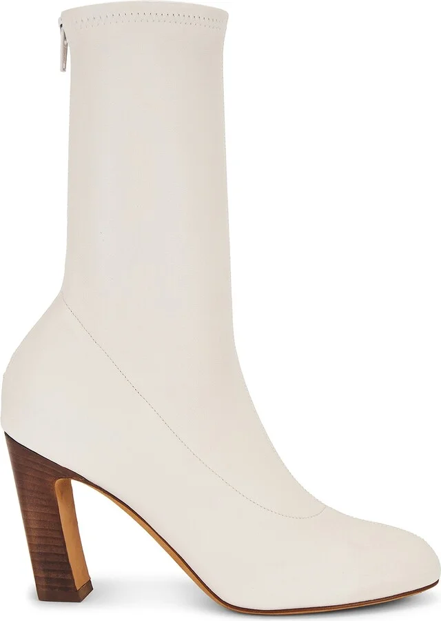 KHAITE Apollo 85 Mid Heel Boot in White
