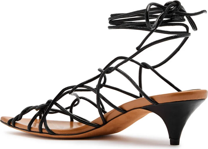 Khaite Arden 45 Patent Leather Lace-up Sandals - Image 2