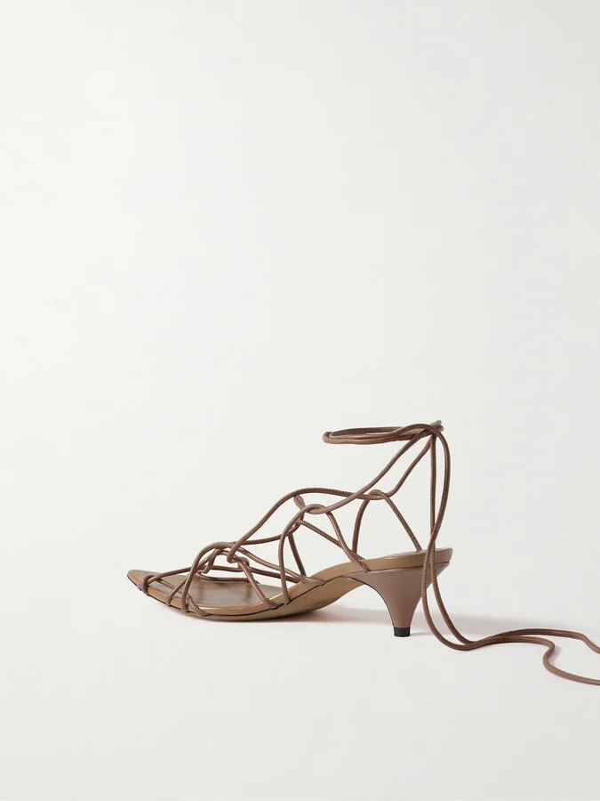 KHAITE - Arden Leather Sandals - Brown - Image 3