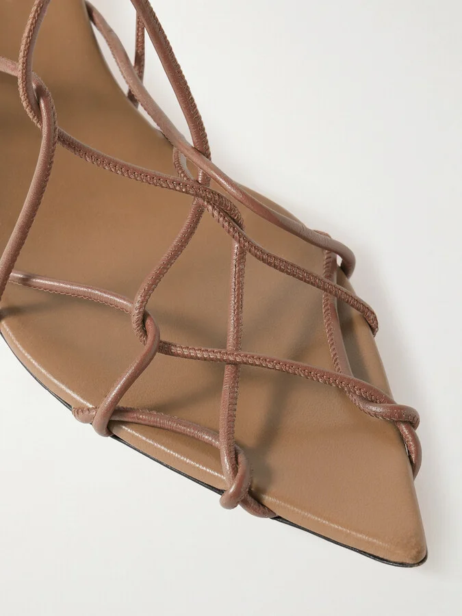 KHAITE - Arden Leather Sandals - Brown - Image 4