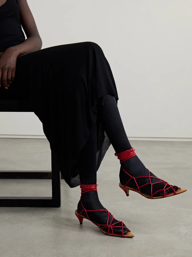 KHAITE - Arden Leather Sandals - Red - Image 2