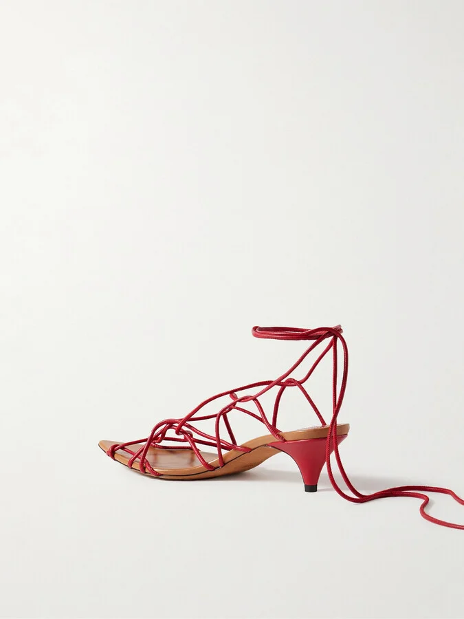 KHAITE - Arden Leather Sandals - Red - Image 3