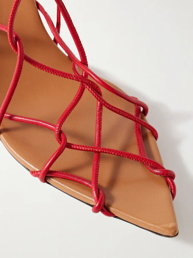 KHAITE - Arden Leather Sandals - Red - Image 4