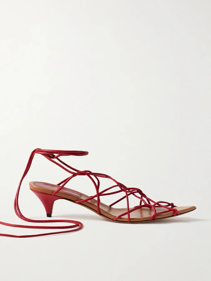 KHAITE - Arden Leather Sandals - Red