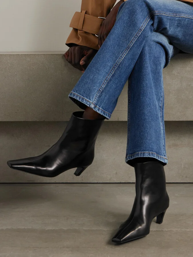KHAITE - Arizona Leather Ankle Boots - Black - Image 2