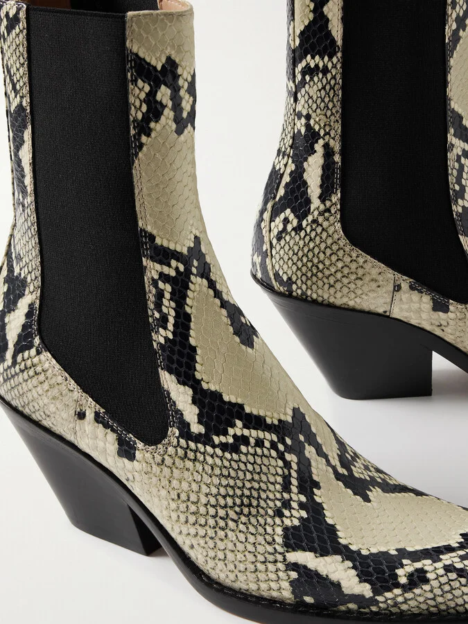 KHAITE - Austin Snake-effect Leather Ankle Boots - Animal print - Image 4