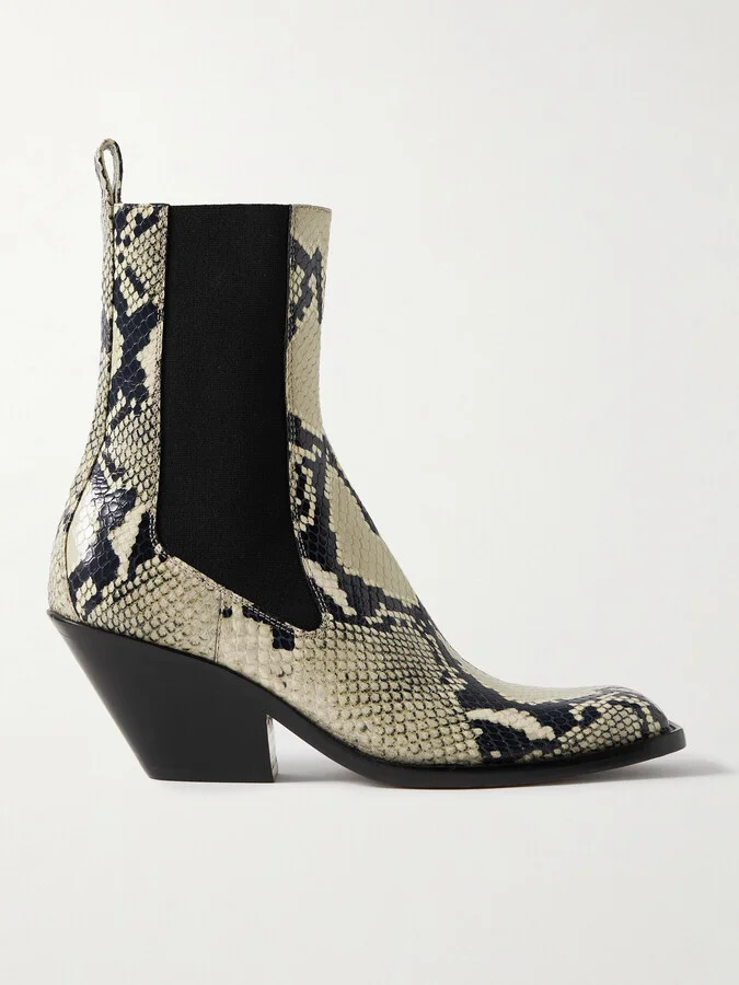 KHAITE - Austin Snake-effect Leather Ankle Boots - Animal print
