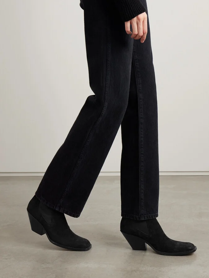 KHAITE - Austin Suede Ankle Boots - Black - Image 2