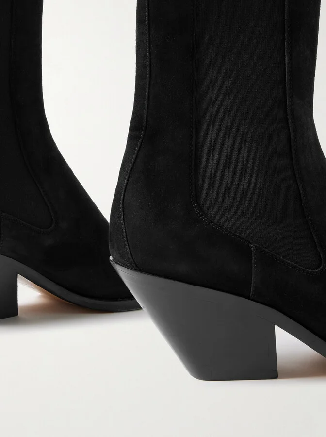 KHAITE - Austin Suede Ankle Boots - Black - Image 4